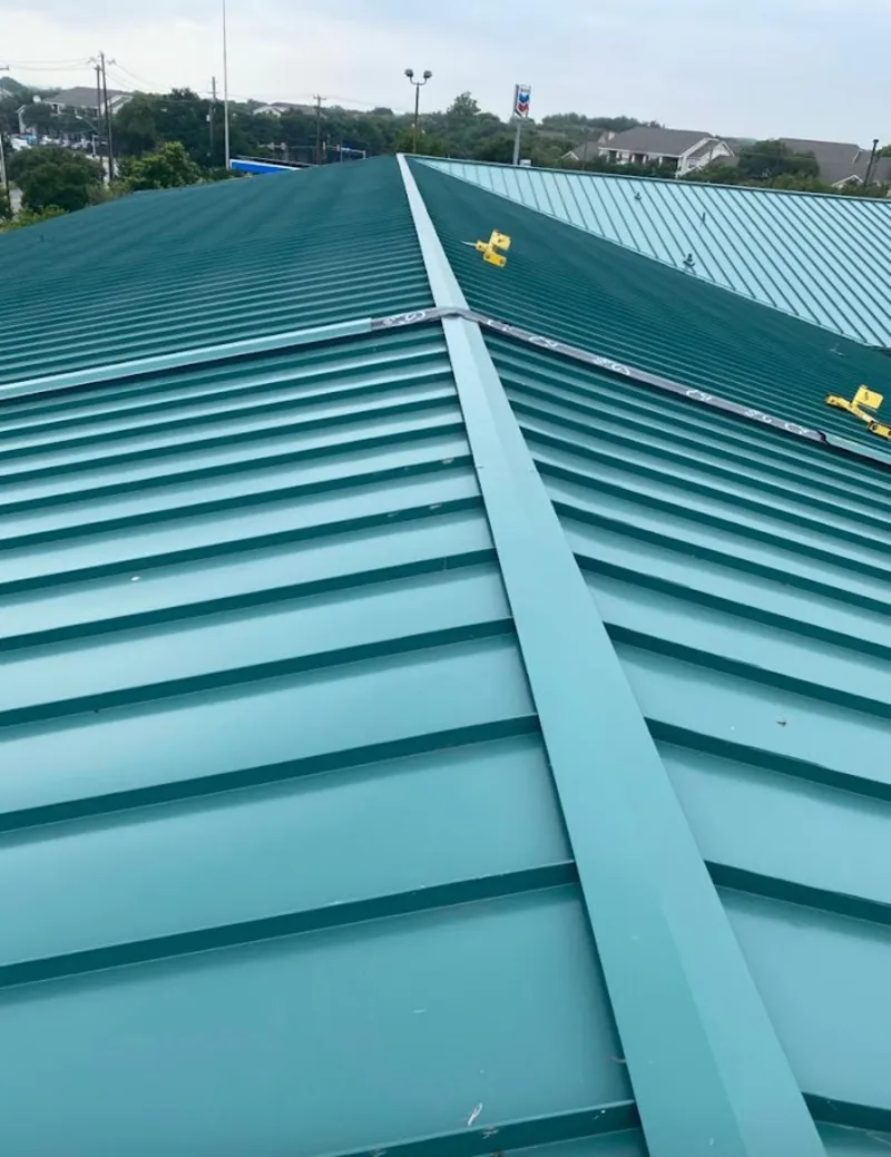 Green commercial metal roof ridge and valley for Metal Roof Repair in Powdersville